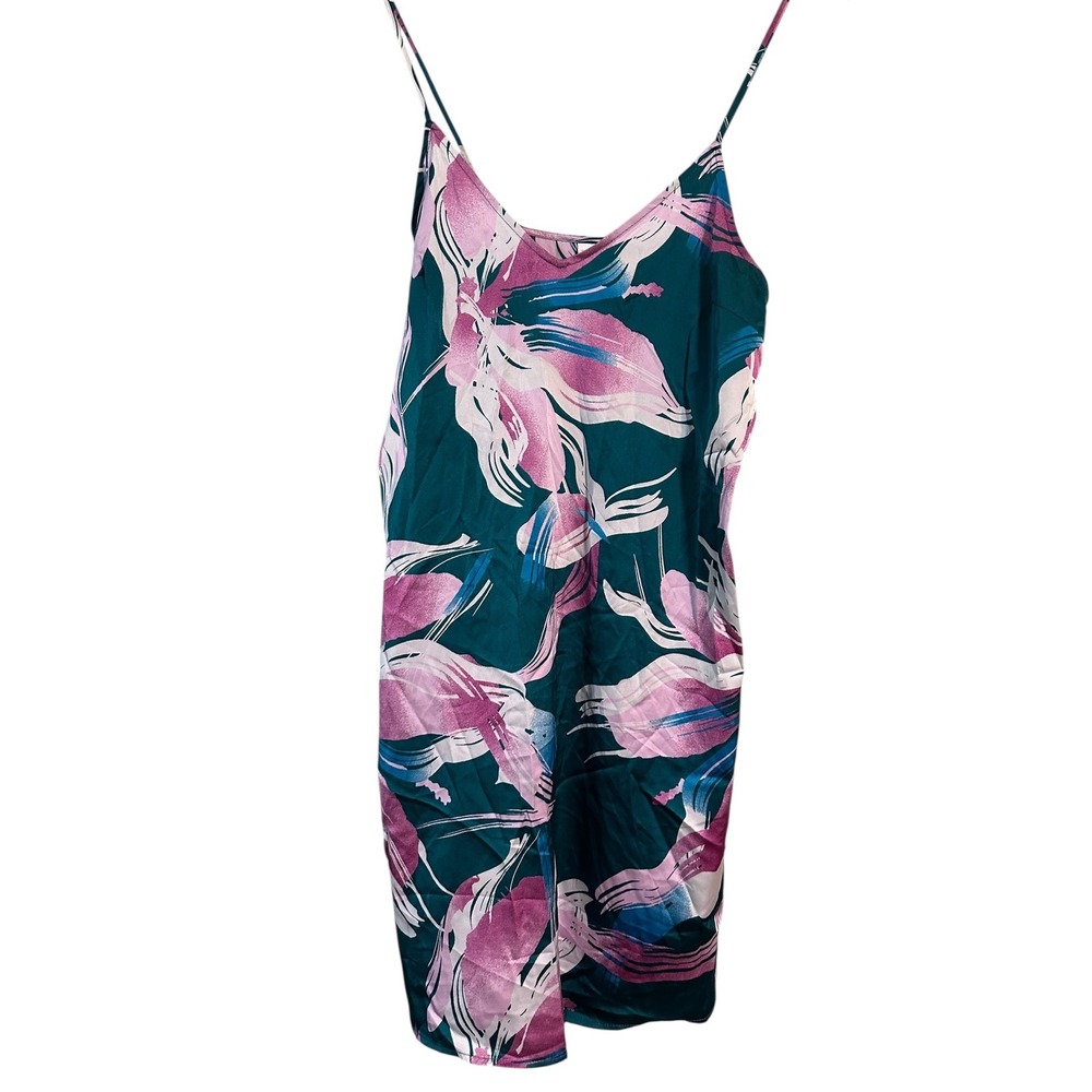 Floral Cami Dress Sleeveless‎ Green Pink Blue Mini Summer Casual